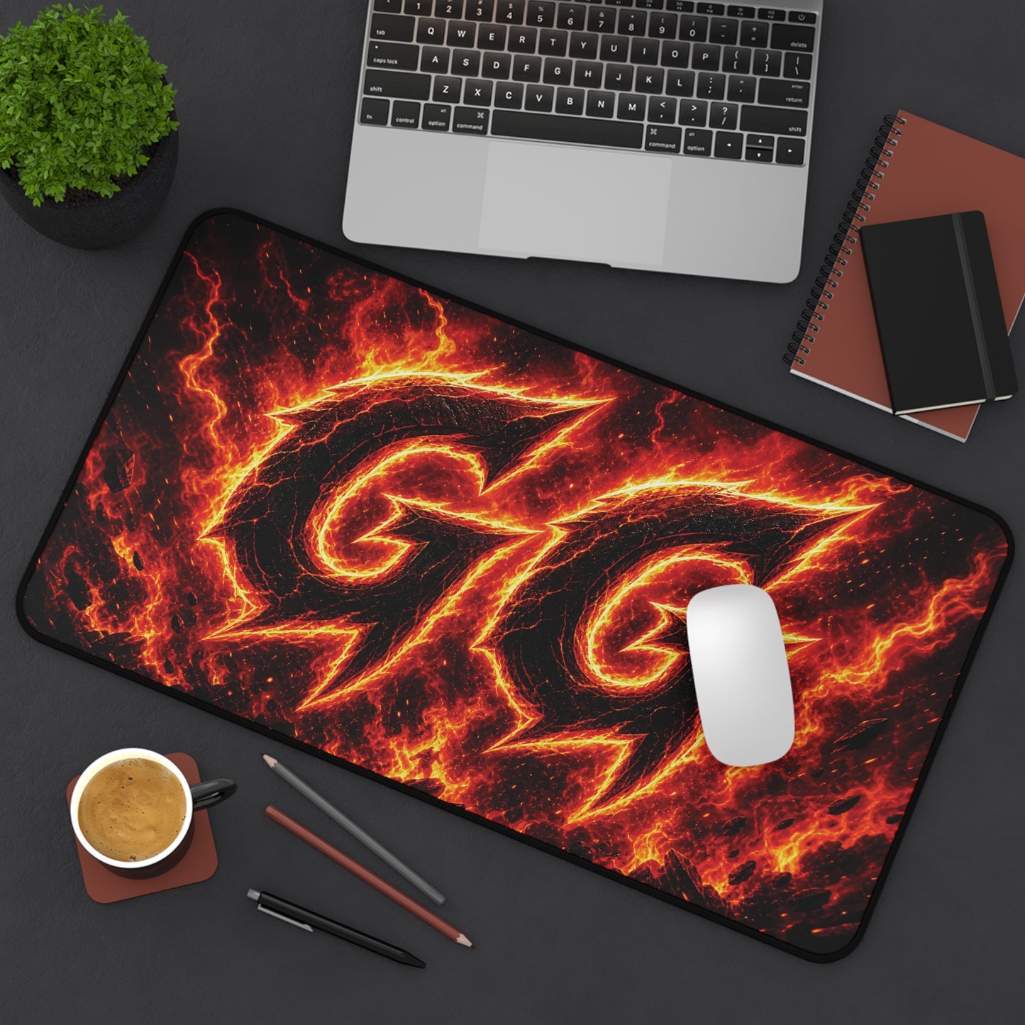 GG Flame Gaming Desk Mat — Fiery Extended Mouse Pad for Gamers