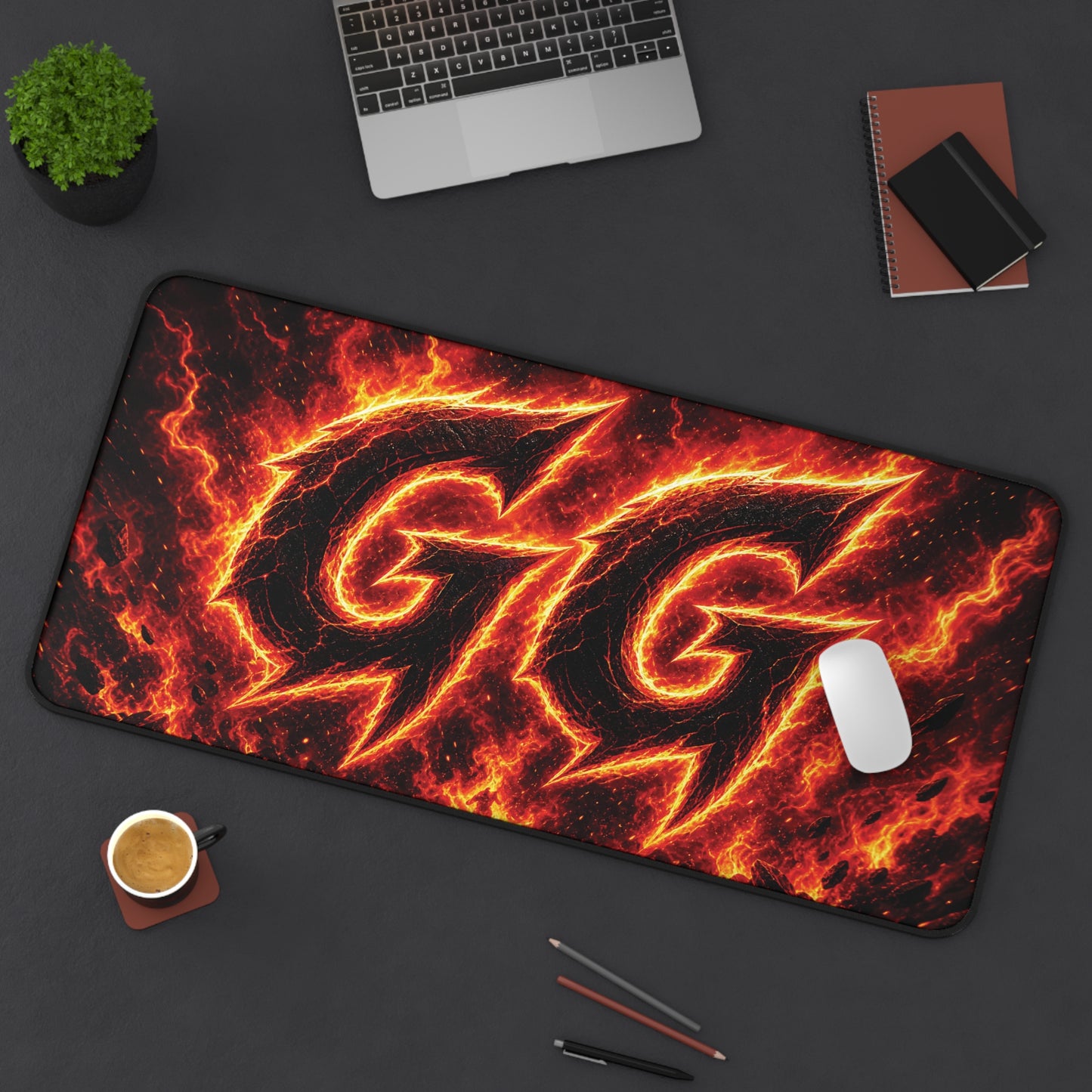 GG Flame Gaming Desk Mat — Fiery Extended Mouse Pad for Gamers